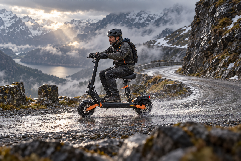 KuKirin G2 Pro rear hub motor and 9-inch pneumatic tires